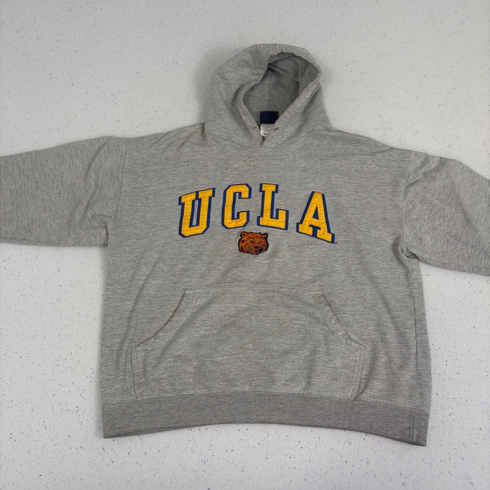 Vintage UCLA Bruins Hoodie Sweatshirt 90s‎ Embroidered Logo Bear Pullover Gray S - Picture 2 of 10